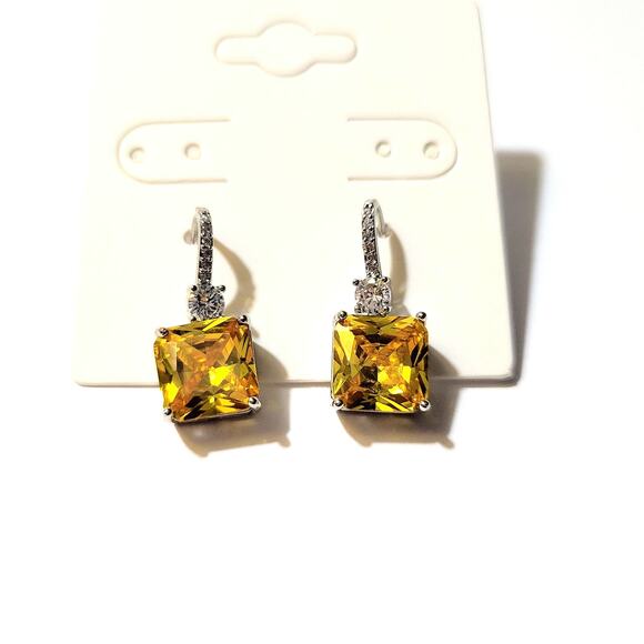 Elegant and Sophisticated Silver Plated Zircon Dangle Earrings - Picture 1 of 10